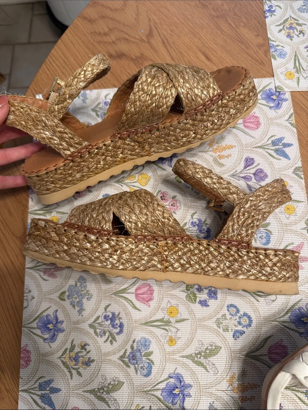 BEACH brand Woven Metallic Platform Sandals - Gold